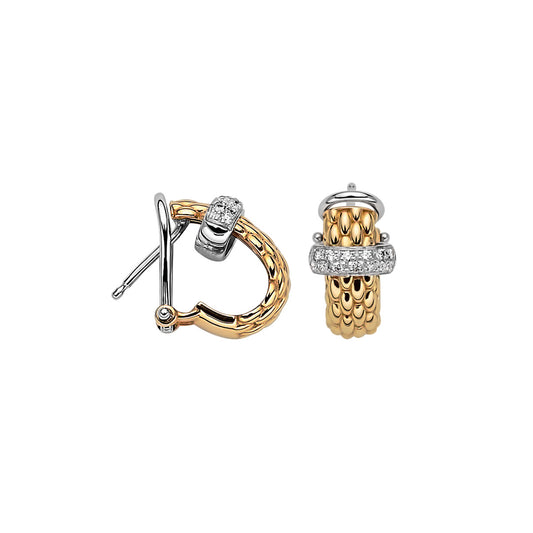 Vendôme Two-Tone Hoop Earrings with Diamond Bar